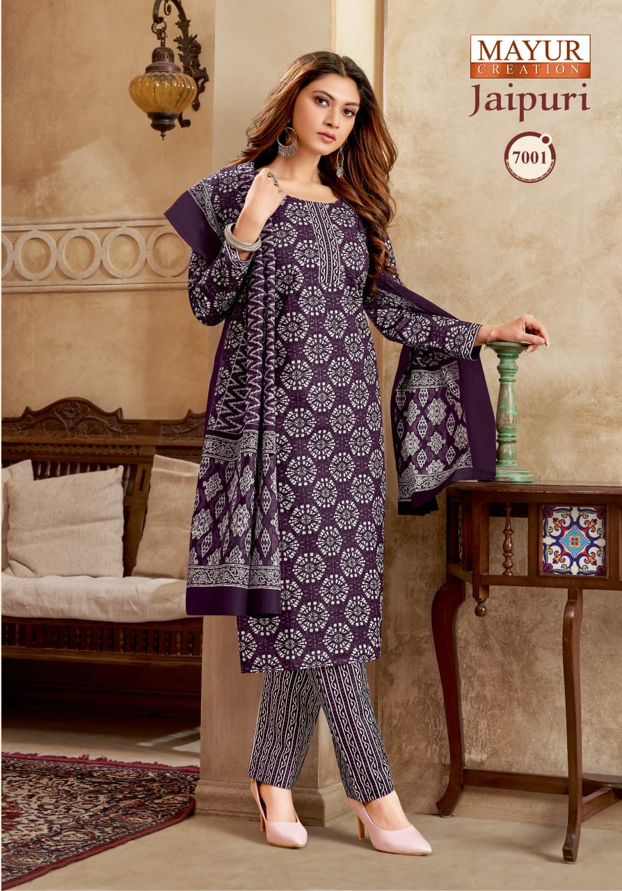 Jaipuri Vol 7 By Mayur Printed Cotton Kurti With Bottom Dupatta Wholesale Shop In Surat